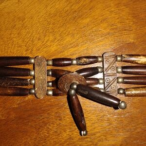 Wooden Beaded Bracelet with Tribal Design Cowgirl Western Vibe